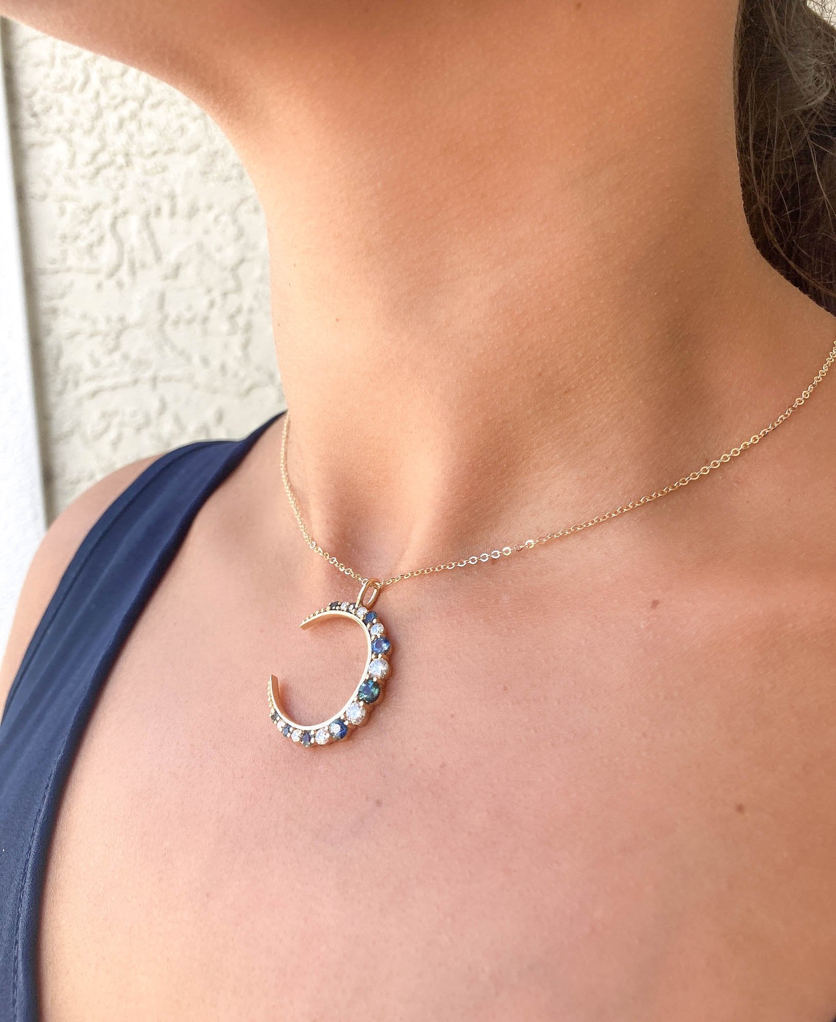 Buy Crescent Moon Necklace With Star, Sterling Silver Moon Necklace, Crescent  Moon Pendant, Gold Moon Necklace, Gift for Her Online in India - Etsy